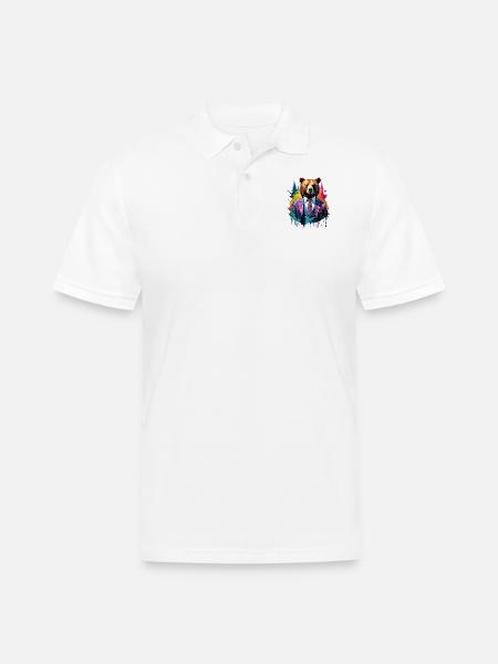 Bear in suit - Men's Pique Polo Shirt - white