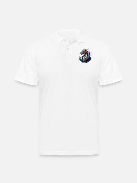 Dragon in suit - Men's Pique Polo Shirt - white