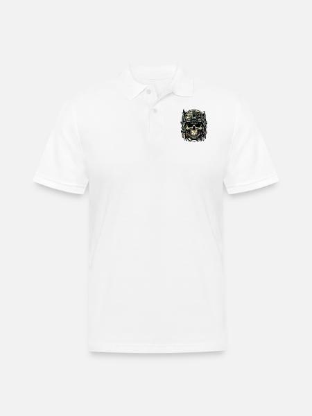 Soldier's Legacy: Camo Skull - Men's Pique Polo Shirt - white