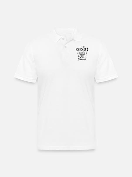 Chickens Government - Men's Pique Polo Shirt - white