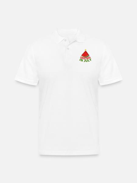 CHRISTMAS IN JULY - Men's Pique Polo Shirt - white