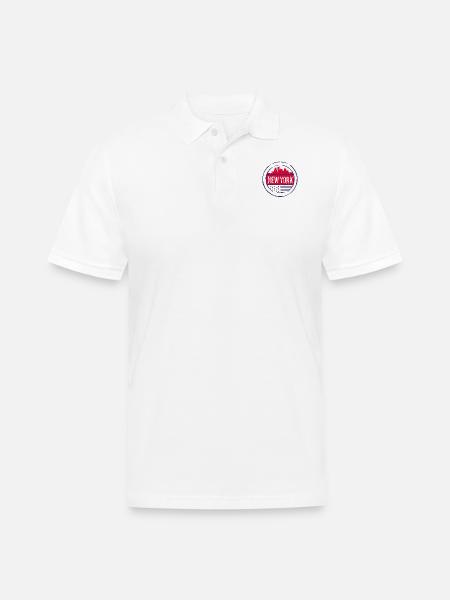 new york - Men's Pique Polo Shirt - white