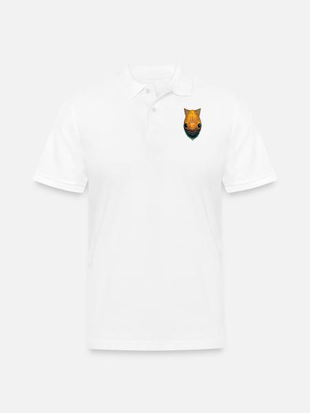 Cat face with fish body - Men's Pique Polo Shirt - white