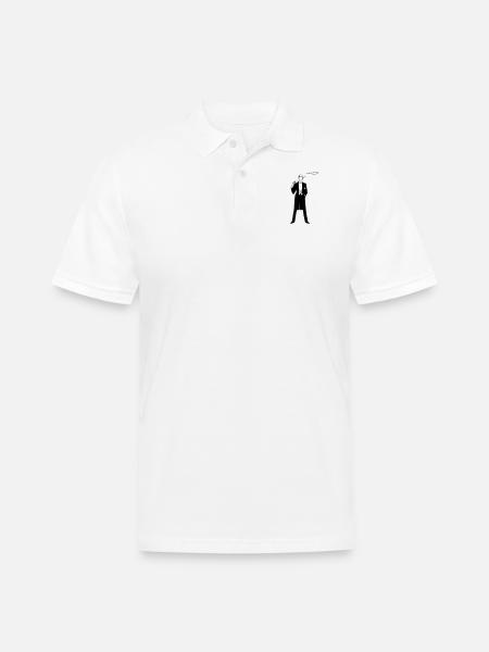 Smoking in a Tuxedo - Men's Pique Polo Shirt - white