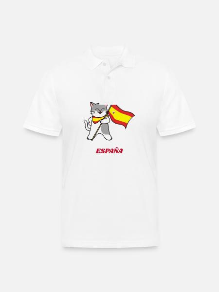 Ole Espana Spanish Cat - Men's Pique Polo Shirt - white