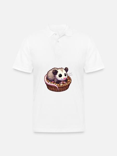 Cute Baby Opossum - Men's Pique Polo Shirt - white