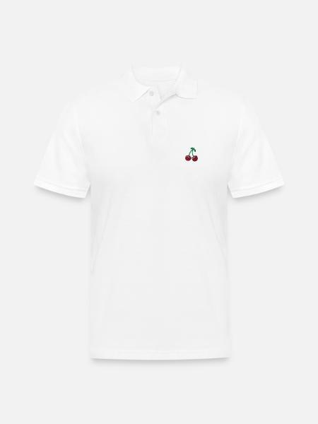 Cherries embroidered - Men's Pique Polo Shirt - white