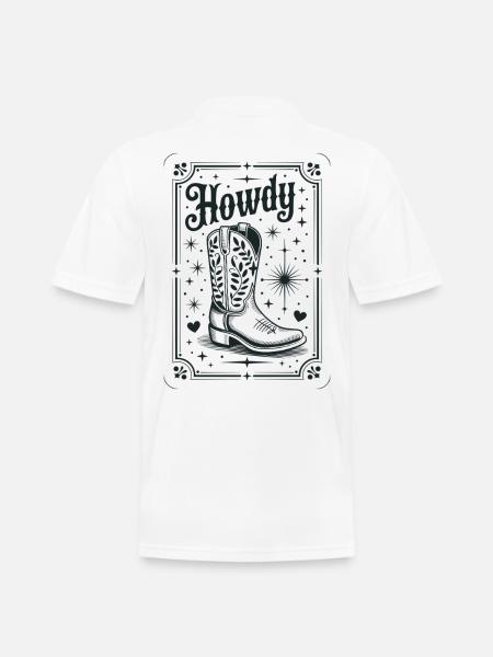 Howdy Boots Western Night - Men's Pique Polo Shirt - white
