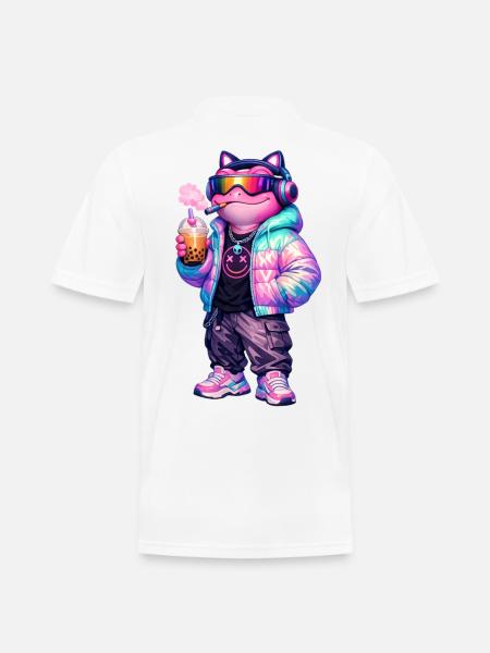 Retro CyberPunk Frog - Men's Pique Polo Shirt - white