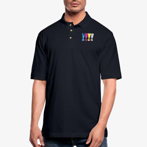 Distressed CMYK(W) Graphic Exclamation Points - Men's Pique Polo Shirt