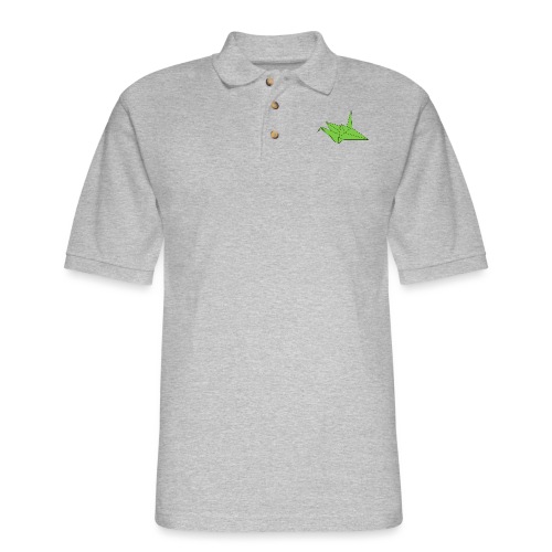 Origami Paper Crane Design - Green - Men's Pique Polo Shirt