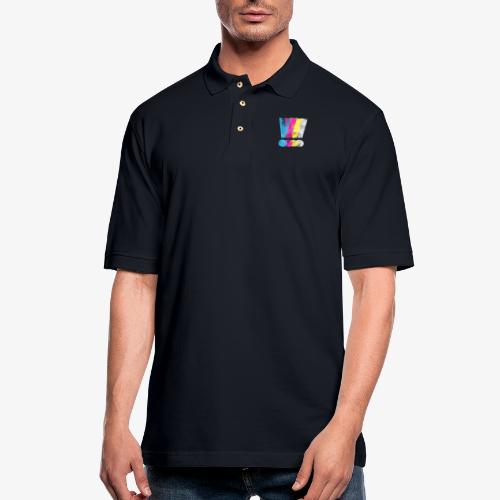 Large Distressed CMYK Exclamation Points - Men's Pique Polo Shirt