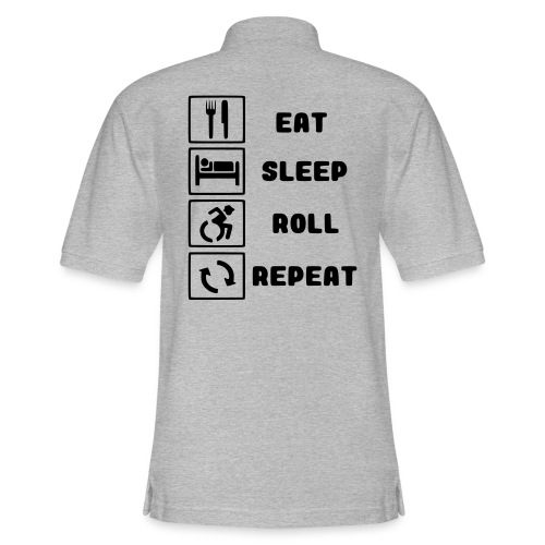 Eat, sleep roll with wheelchair and repeat - Men's Pique Polo Shirt