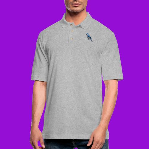 Silver Blue Jay on Perch + Flight Stages 2-print - Men's Pique Polo Shirt