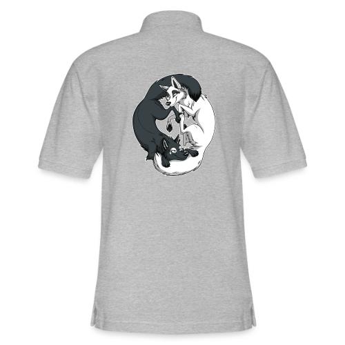 Yin Yang Foxes (white border) - Men's Pique Polo Shirt