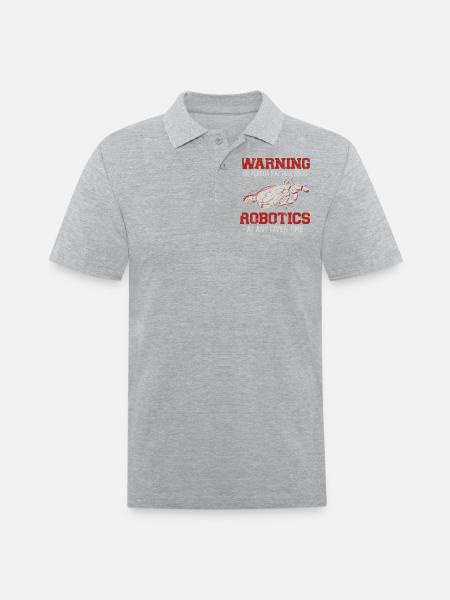 Robot Robotics Engineer Warning - Men's Pique Polo Shirt - heather gray