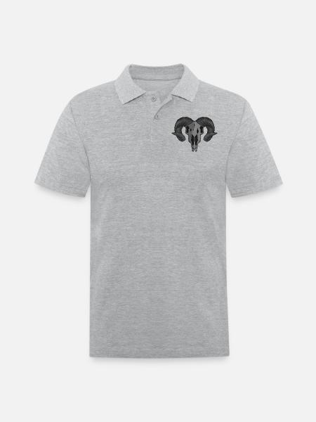Ram Skull Gift for Heavy Metal Rock Fans - Men's Pique Polo Shirt - heather gray