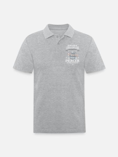 Piercing Body Jewelry Ring - Men's Pique Polo Shirt - heather gray
