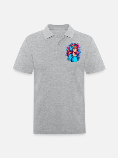 Gamer Girl - Men's Pique Polo Shirt - heather gray