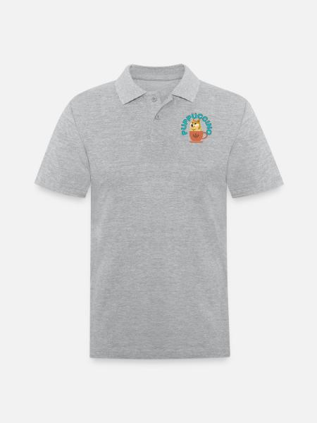 PUPPUCCINO, FUNNY COFFEE DOG - Men's Pique Polo Shirt - heather gray