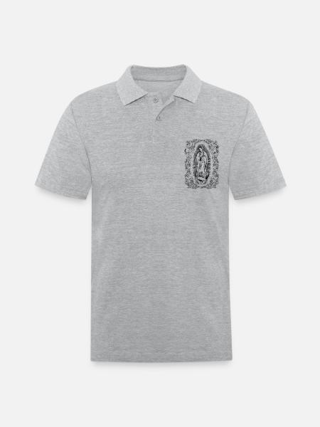 Notre-Dame de Guadalupe Vierge Marie Christian Gift - Polo en coton piqué pour hommes - gris chiné