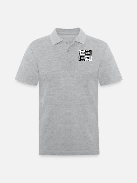 Black and White Design - Men's Pique Polo Shirt - heather gray