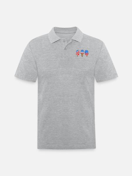 4th July Ice American - Men's Pique Polo Shirt - heather gray
