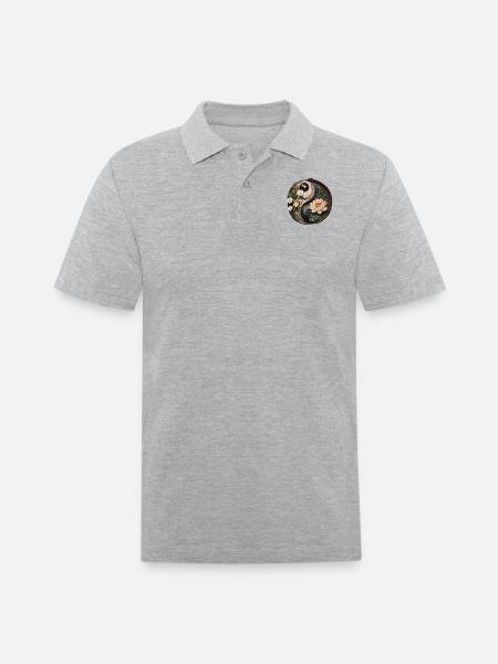 Lotus Flower Pond Yang - Men's Pique Polo Shirt - heather gray