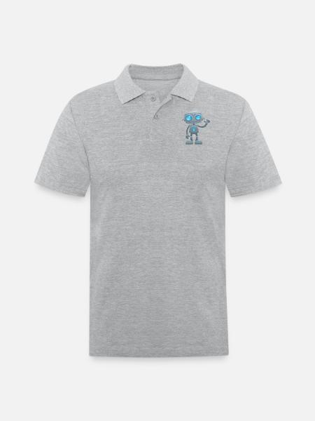 Waving Robot - Men's Pique Polo Shirt - heather gray