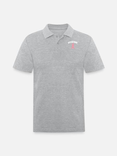 Overcome | Breast Cancer - Men's Pique Polo Shirt - heather gray