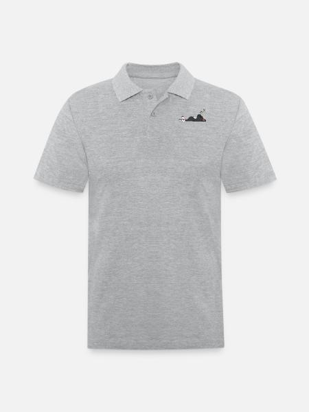 French Bulldog Sake Drunk - Men's Pique Polo Shirt - heather gray