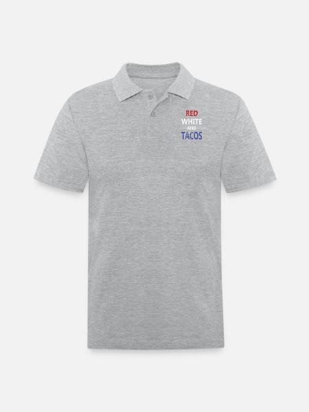 Red White And Tacos - Men's Pique Polo Shirt - heather gray