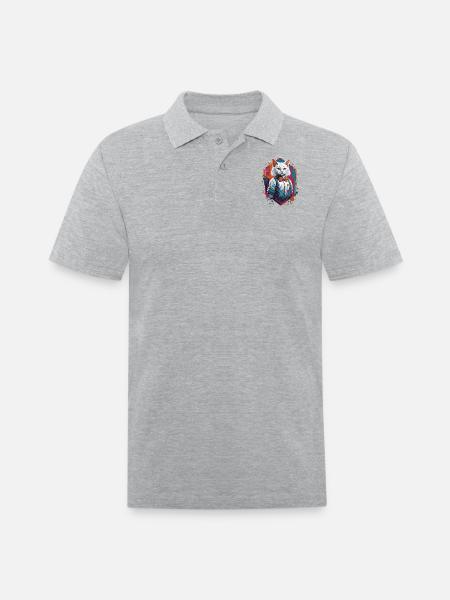 astronaut cat - Men's Pique Polo Shirt - heather gray