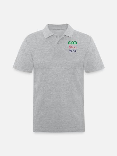 GOD BLESS YOU - Men's Pique Polo Shirt - heather gray