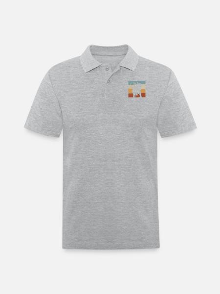 Retro Mammoth Prehistoric Elephant - Men's Pique Polo Shirt - heather gray