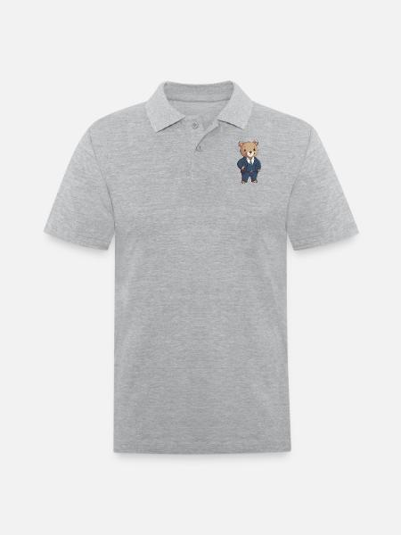 Bear in a Suit - Men's Pique Polo Shirt - heather gray