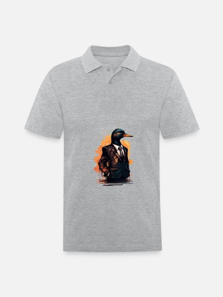 Suit wearing Duck - Men's Pique Polo Shirt - heather gray
