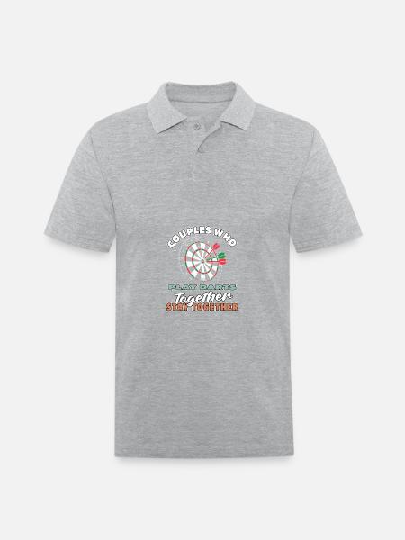 Darting Darts Couple - Men's Pique Polo Shirt - heather gray