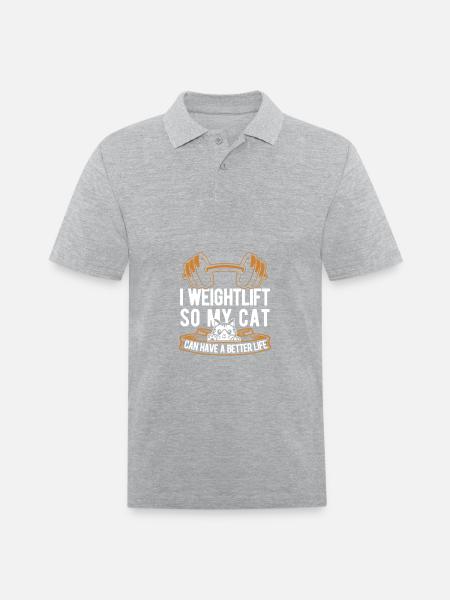 Weightlifting Weightlifter Cat - Men's Pique Polo Shirt - heather gray
