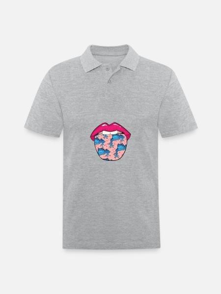 Poison Frog Lips - Men's Pique Polo Shirt - heather gray