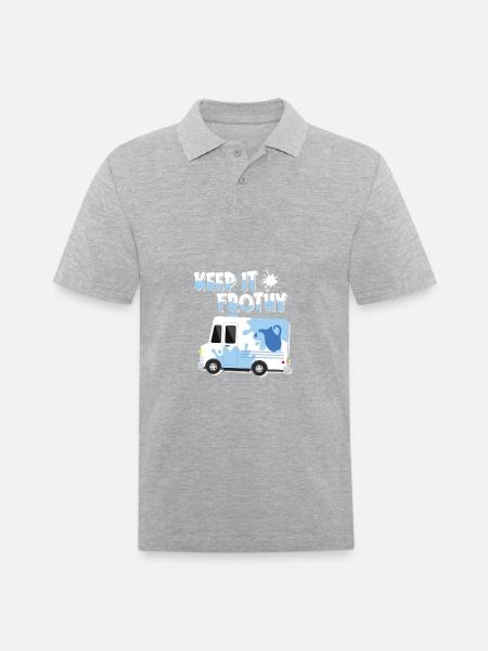 Milk Frothy Milk Truck - Men's Pique Polo Shirt - heather gray