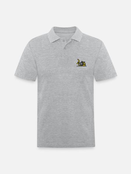 Minions Stuart Banana Embroidery - Men's Pique Polo Shirt - heather gray