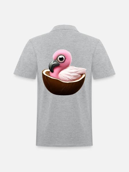 Coconut Flamingo - Men's Pique Polo Shirt - heather gray