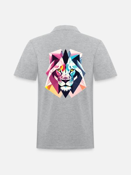 Polygon lion - Men's Pique Polo Shirt - heather gray