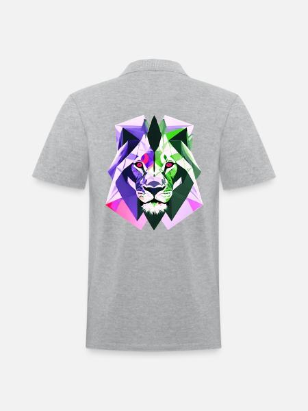 Polygon lion - Men's Pique Polo Shirt - heather gray