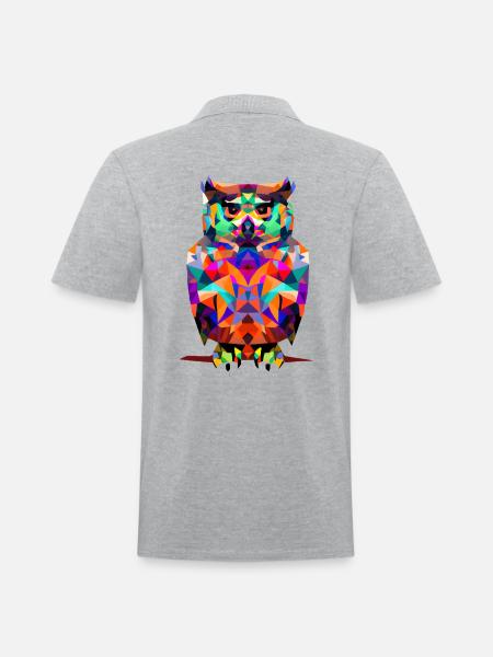 Polygon owl - Men's Pique Polo Shirt - heather gray