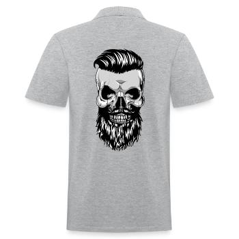 Crâne de hipster avec barbe - Polo en coton piqué pour hommes - gris chiné - Dos