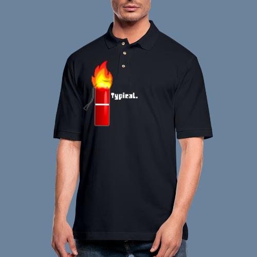 Typical (pixel art fire extinguisher on fire) - Men's Pique Polo Shirt