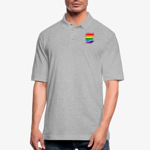 Original Gilbert Baker LGBT Gay Pride Flag Ripped - Men's Pique Polo Shirt