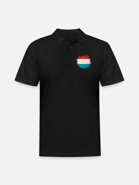 Luxembourg flags blob - Men's Pique Polo Shirt - black